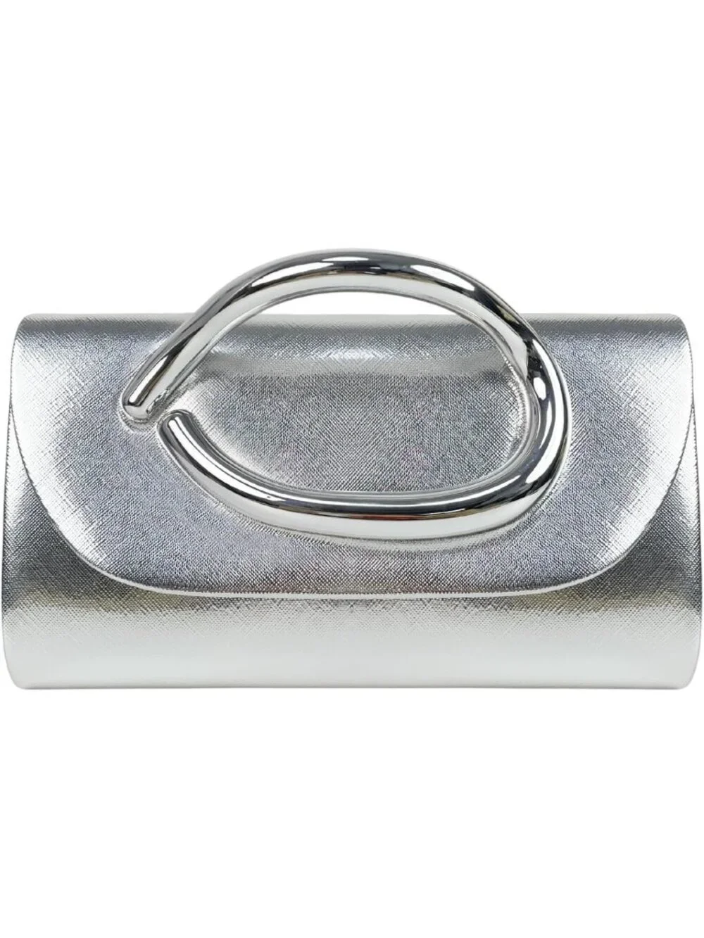 👜 Women's Silver Vegan Leather Evening Bag Formal Elegant Trendy Wedding Clutch